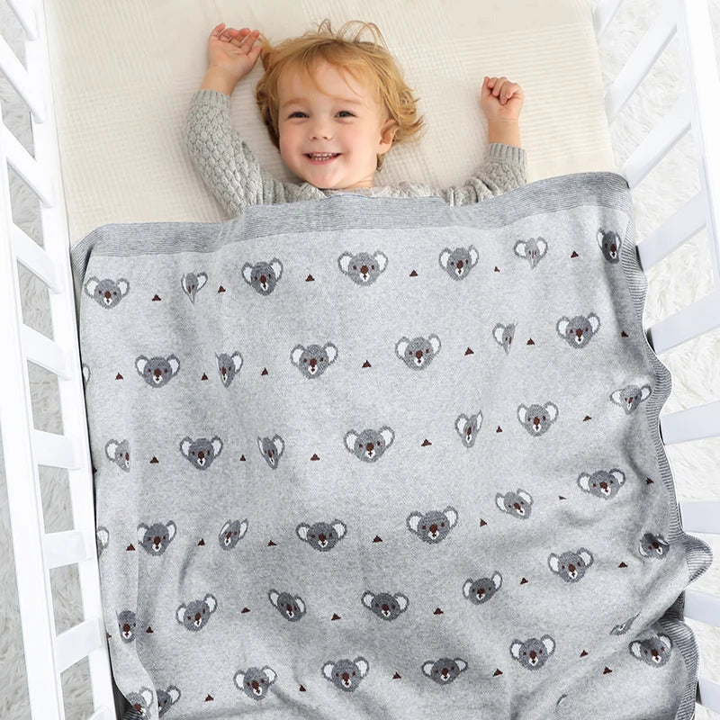 Koala Printed Baby Knitted Quilt