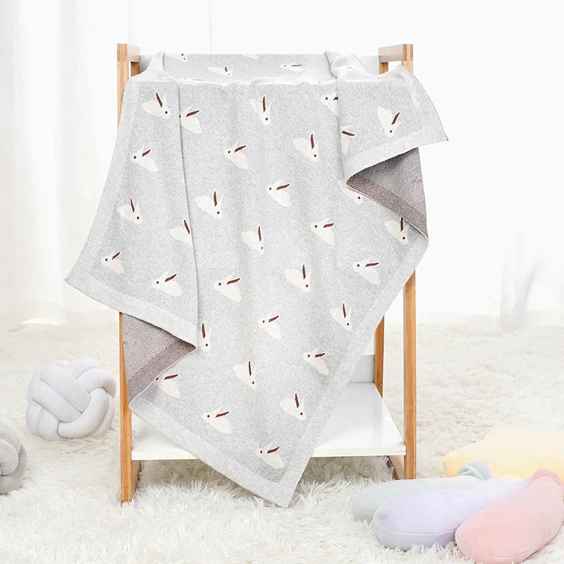 Sheep And Rabbit Printed Baby Knitted Quilt