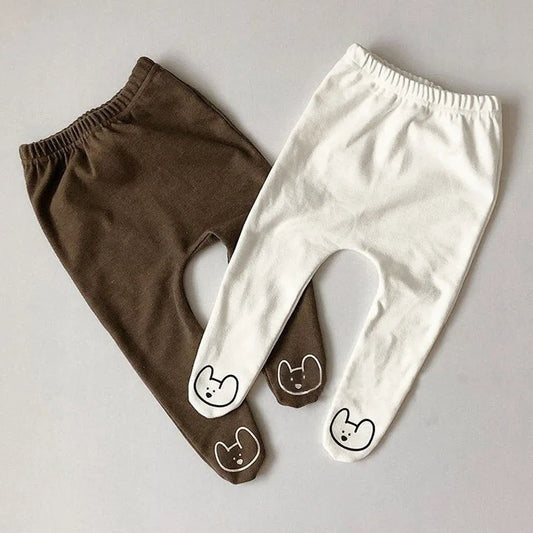 Baby Cotton Leggings With Feet