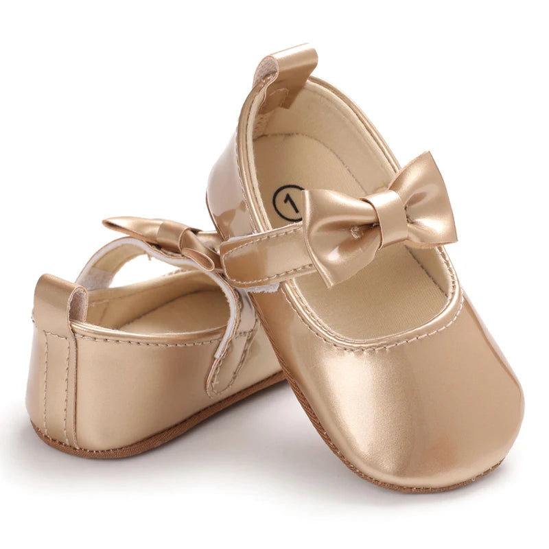 Golden Baby Girl Baptism Walking Shoes