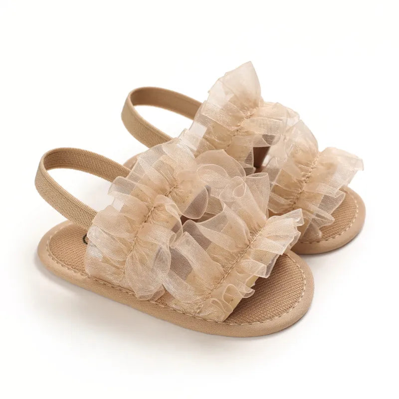 Golden Baby Girl Baptism Walking Shoes