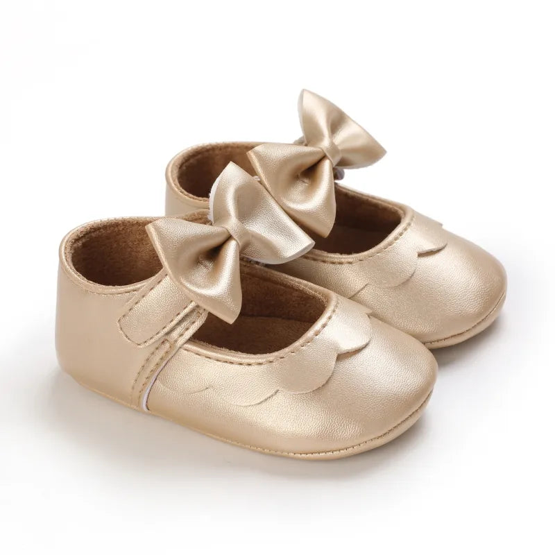 Golden Baby Girl Baptism Walking Shoes