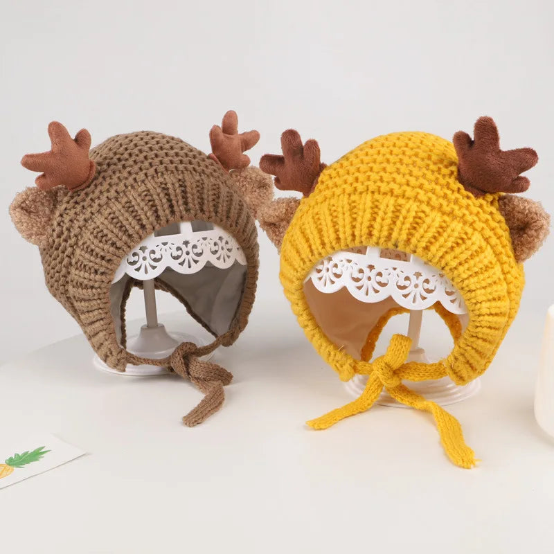 Toddler Knitted Winter Hat with Deer Elks