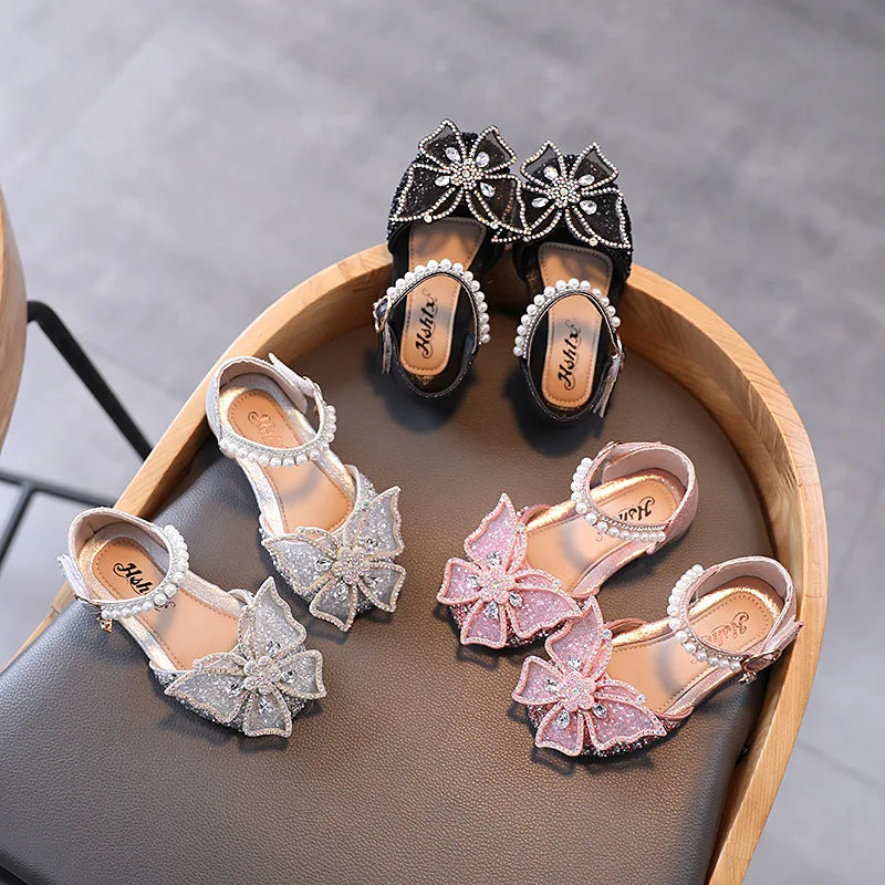 Sequins Rhinestone Bow Girls Shoes