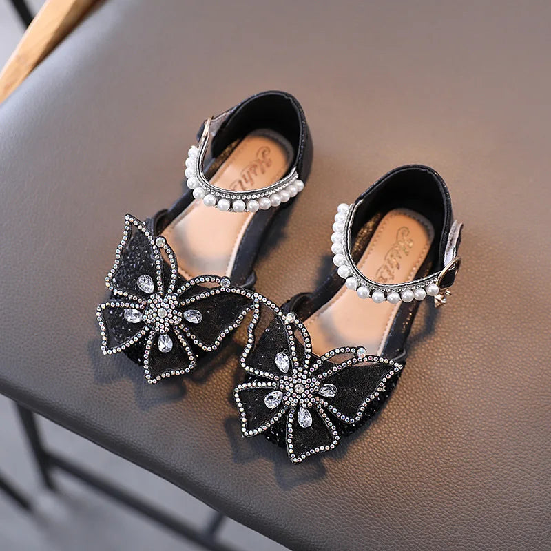 Sequins Rhinestone Bow Girls Shoes