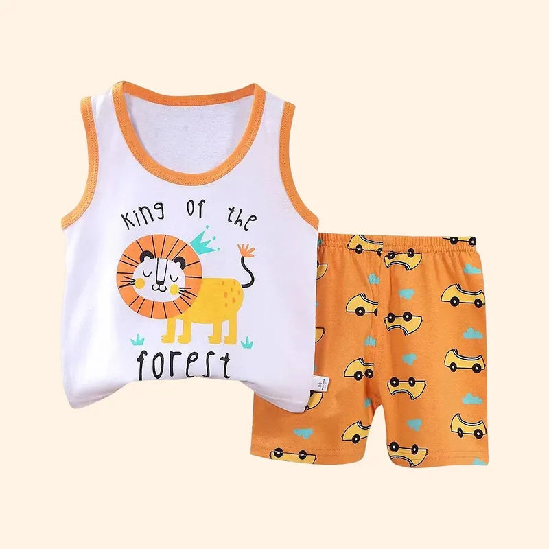 Kid Boy Summer Cotton T-Shirt Short Suit