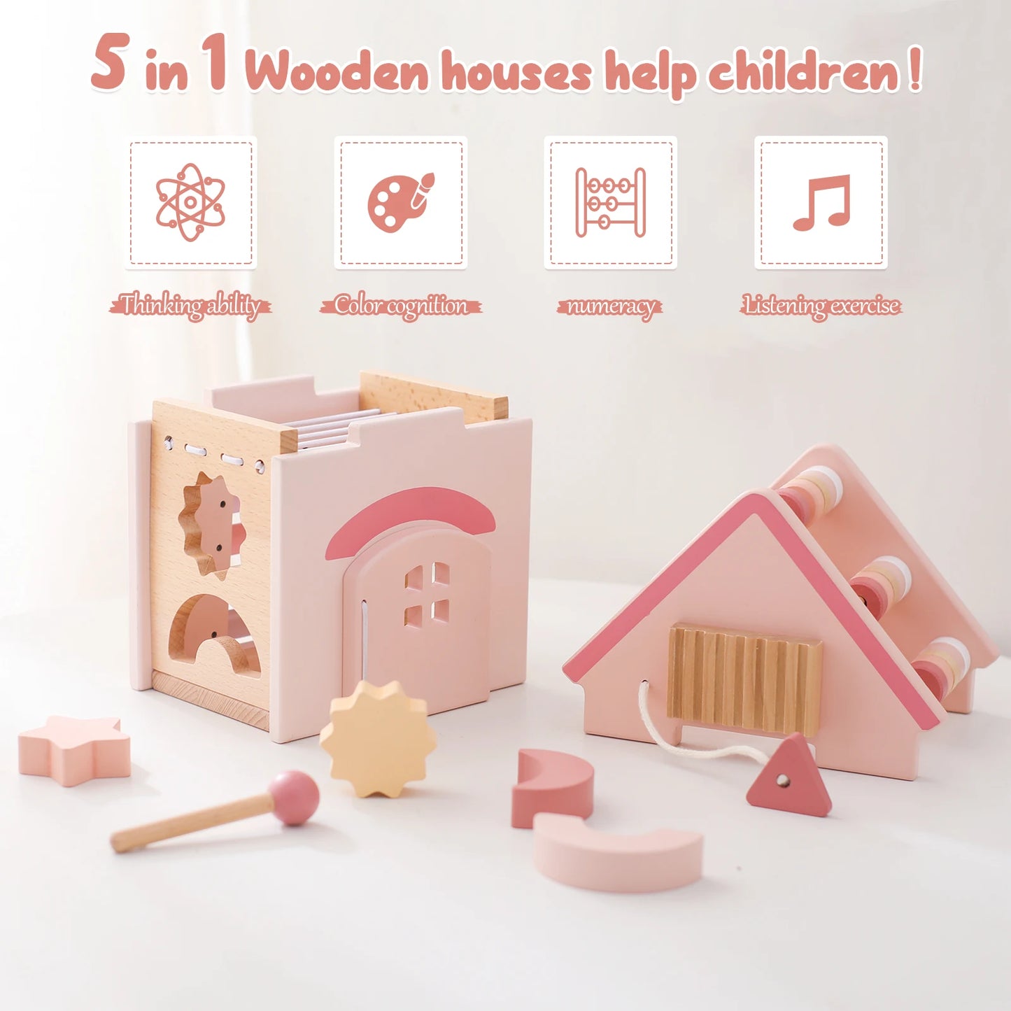 Wooden Montessori Educational Busy House Toy