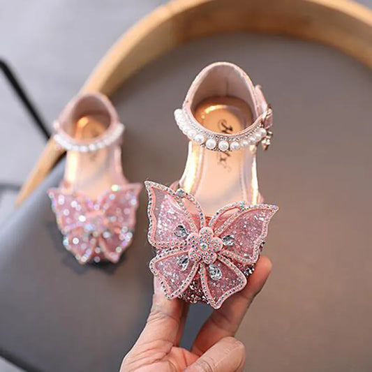 Sequins Rhinestone Bow Girls Shoes