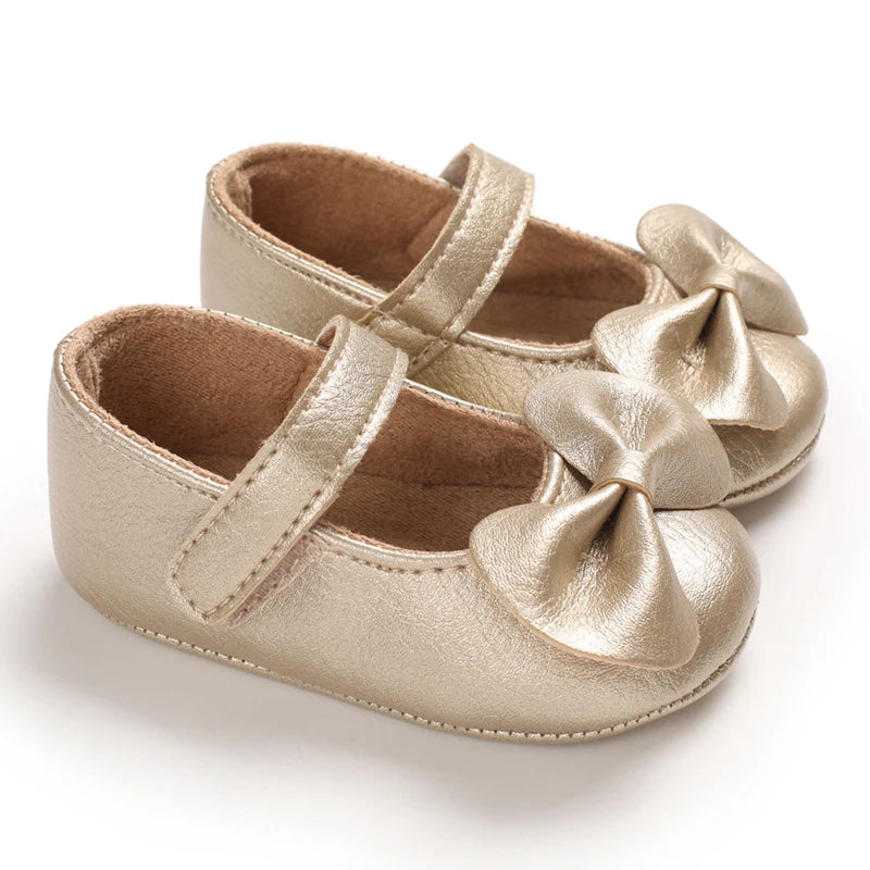 Golden Baby Girl Baptism Walking Shoes