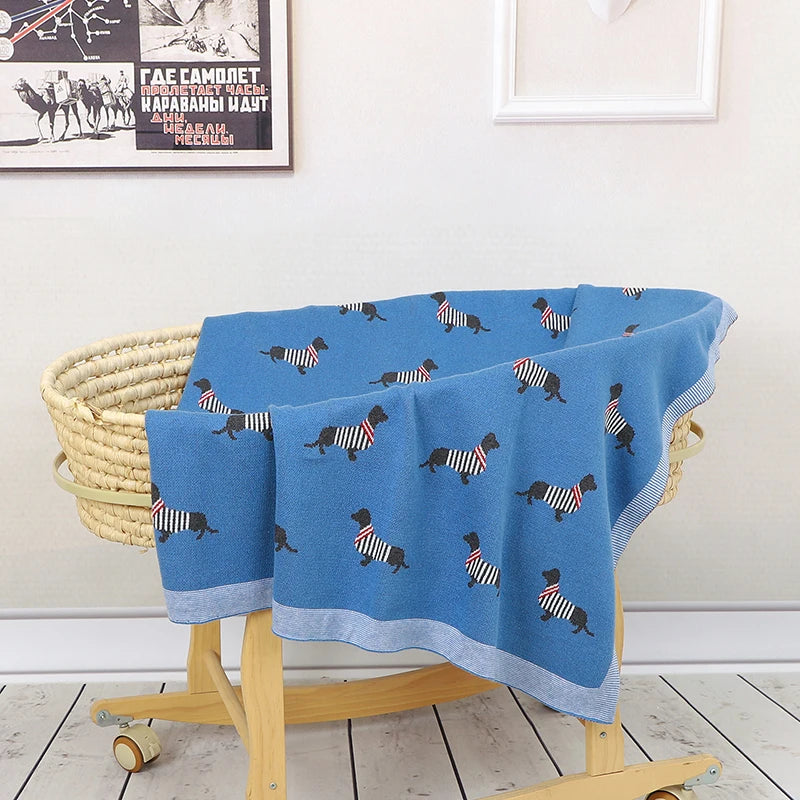 Puppy Printed Baby Knitted Quilt