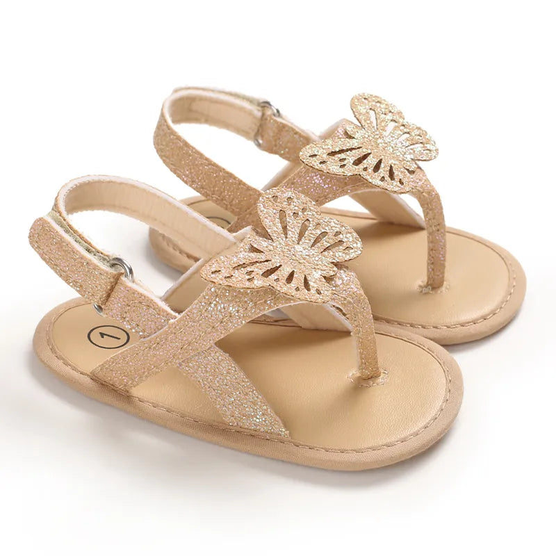 Golden Baby Girl Baptism Walking Shoes