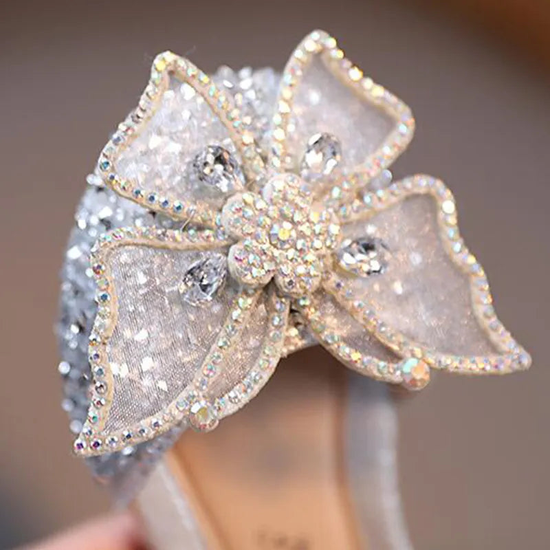 Sequins Rhinestone Bow Girls Shoes