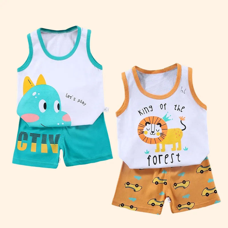 Kid Boy Summer Cotton T-Shirt Short Suit