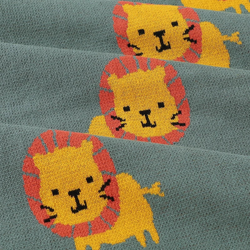 Lion Printed Baby Knitted Quilt