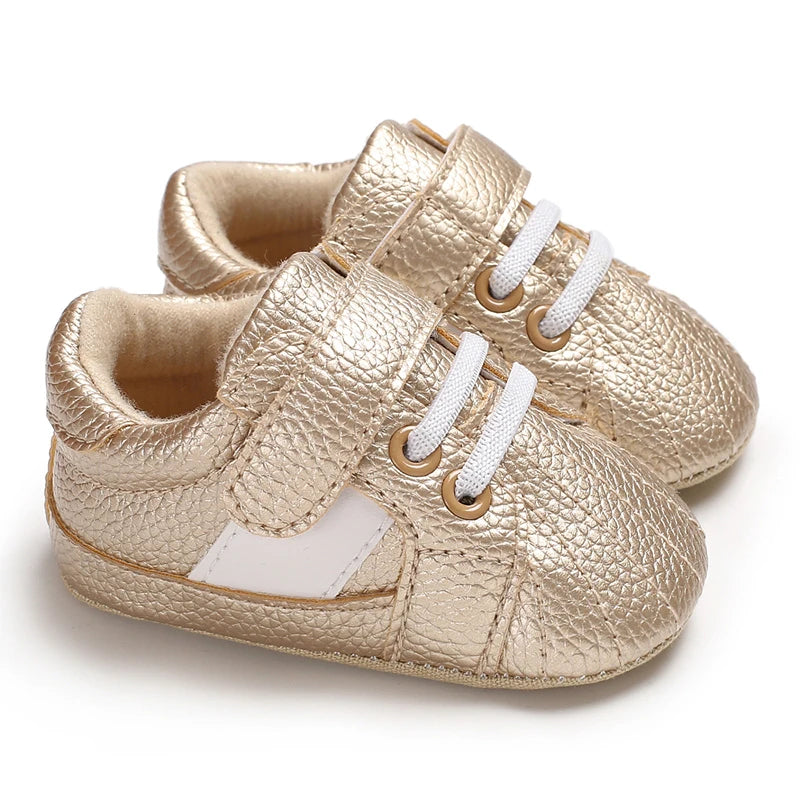 Golden Baby Girl Baptism Walking Shoes