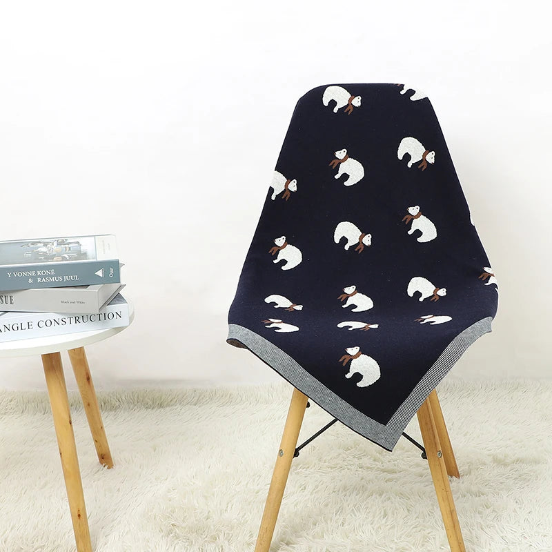 Polar Bear Printed Baby Knitted Quilt