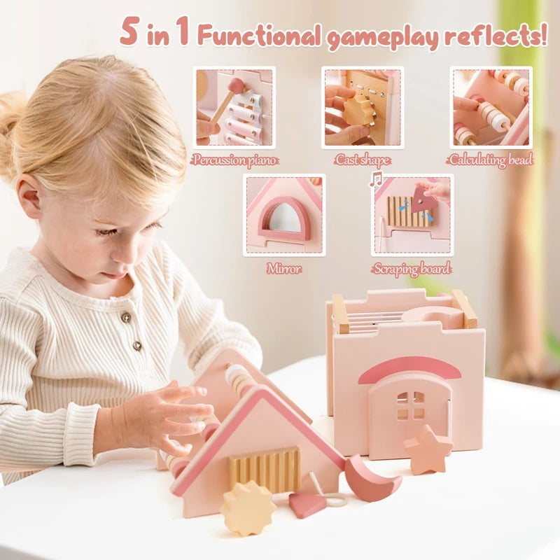 Wooden Montessori Educational Busy House Toy