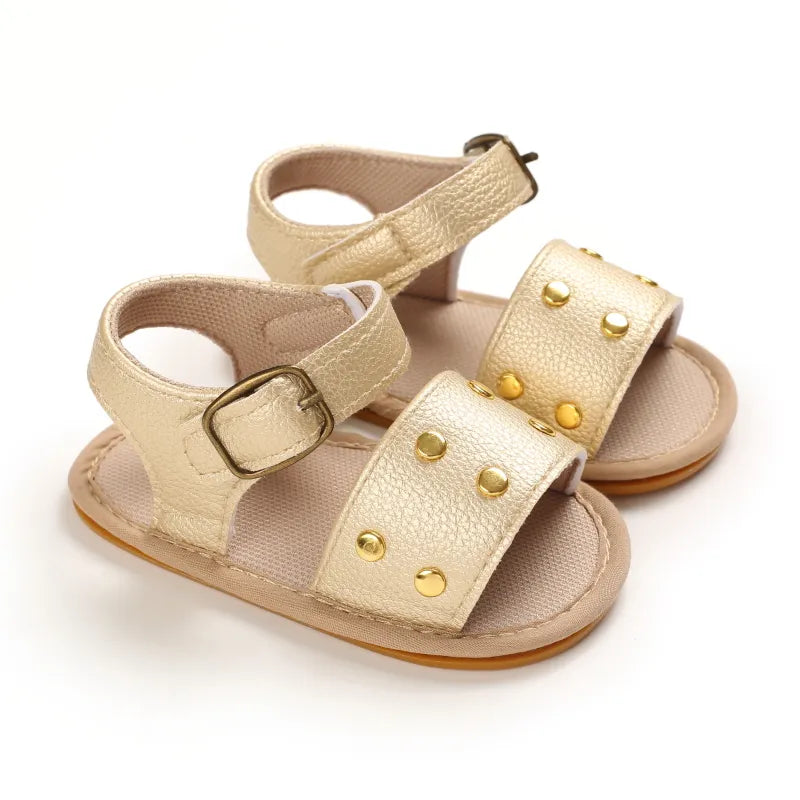 Golden Baby Girl Baptism Walking Shoes