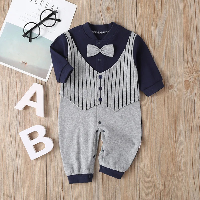 Baby Boy Fall Bowtie Style Jumpsuits